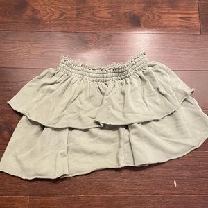 Sage green aerie ruffled mini skirt